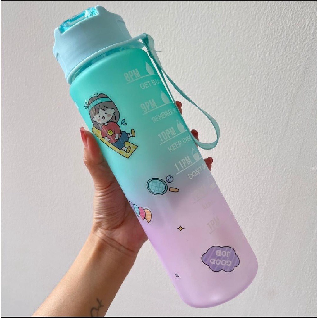 BOTOL MINUM GRADASI MOTIVASI FLIP 1 LITER FREE STICKER [SWEETSPACE]