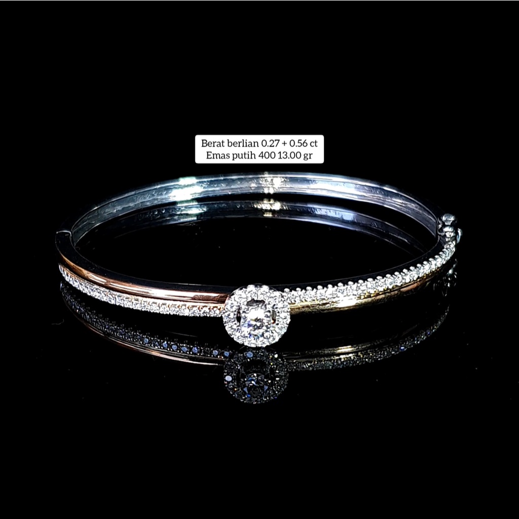 Gelang berlian asli fashion 0.83 ct bahan emas putih kode 1108