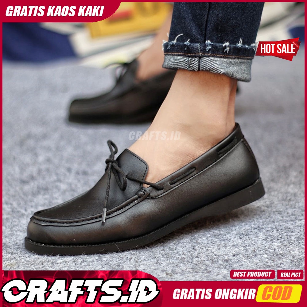 CRAFTS X ELDR Sepatu Slip On Pria Sepatu Pria Casual Sepatu Slip Antislip Slop Kerja Kantor Cowo/Cowok Kulit Pu Sepatu Kerja Pantofel Semi Formal Sepatu Kasual Santai Gaya Keren Kekinian Murah Terlaris