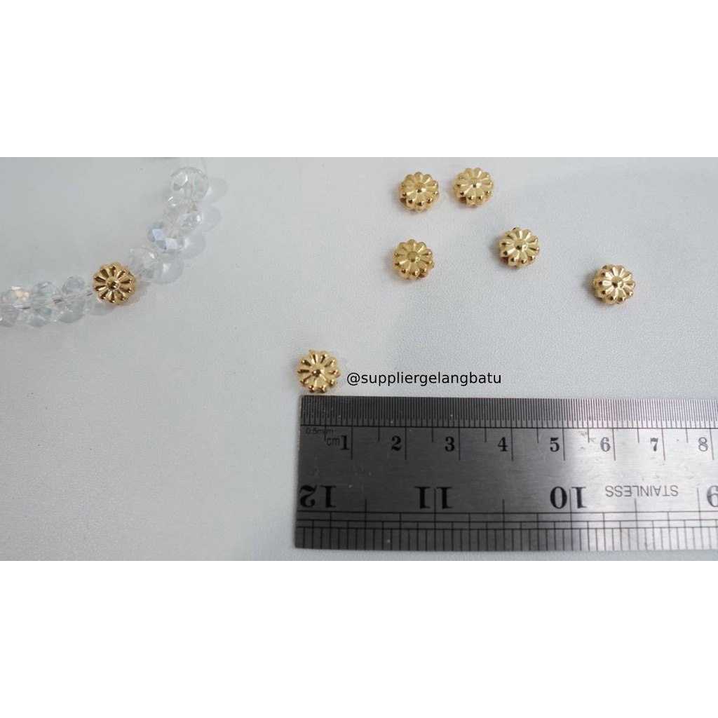 Aksesoris spacer BUNGA MATAHARI 8mm GOLD batas aksesoris gelang kalung