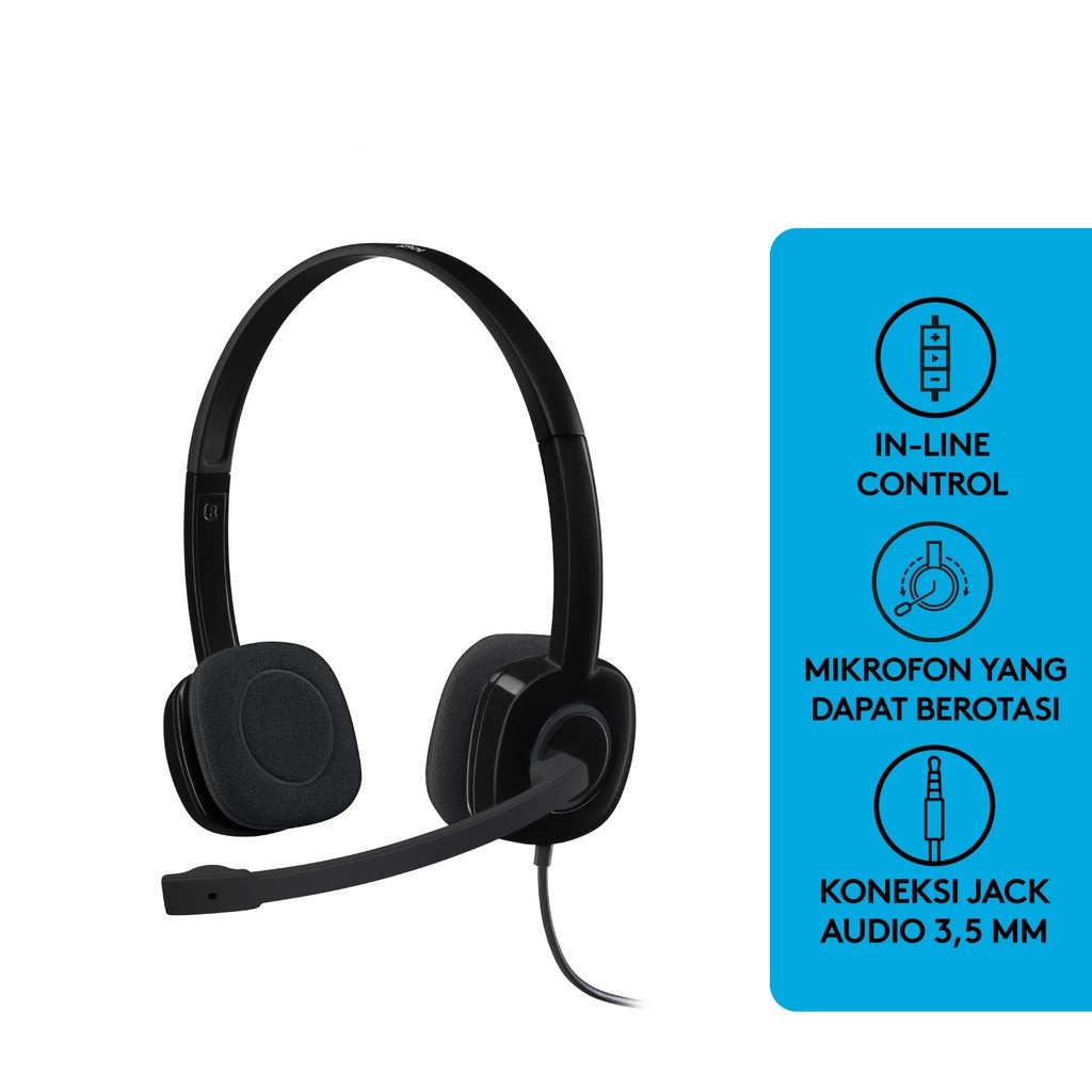 Gramedia Bali - Logitech H151 Stereo Headset - Black