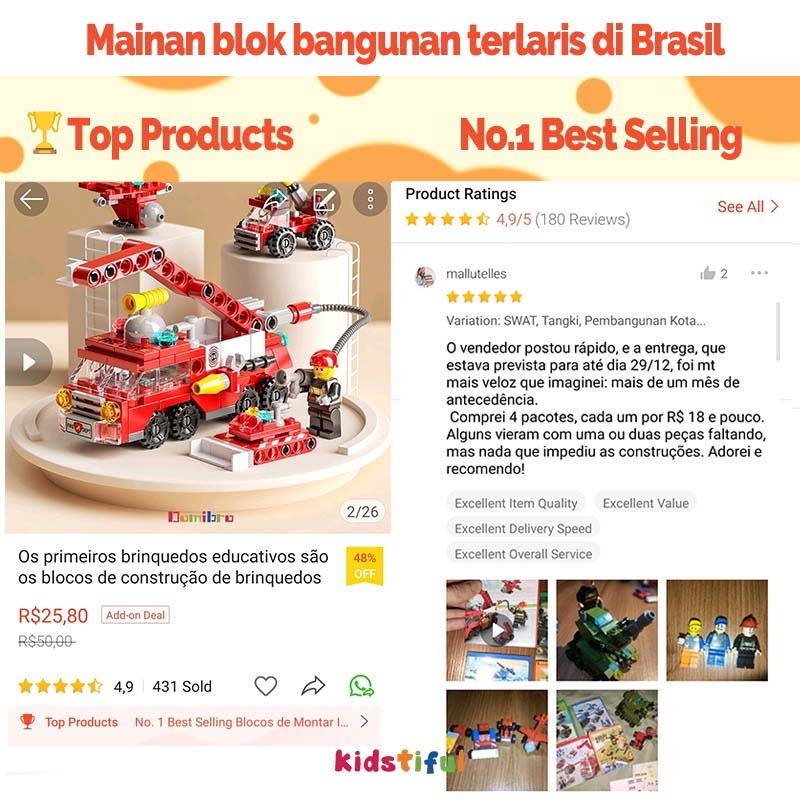 Pemadam Kebakaran Mainan Block 6In1 Model Mobil Pemadam Kebakaran Mainan Anak Laki Laki
