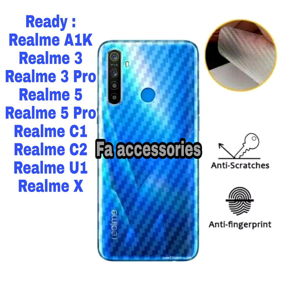 Realme 5 5pro 3 3pro C1 C2 X u1 A1K Skin Carbon Back Screen Protector Realme Pro