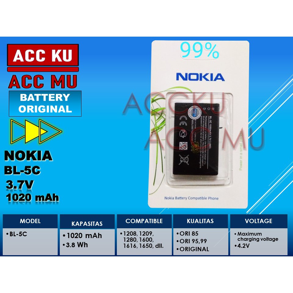 BATERAI NOKIA BL5C BATTERY NOKIA BL-5C ORIGINAL 100%