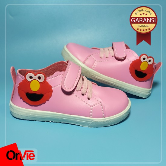 Sepatu Sekoah Anak Tk /SD / SMP/ Motif Elmo Karet 3D | Sepatu Kids Onvie