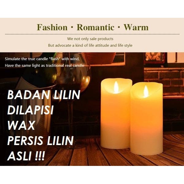 LILIN ELEKTRIK NYALA API BERGOYANG (1 SET 2 PCS) WARNA PUTIH