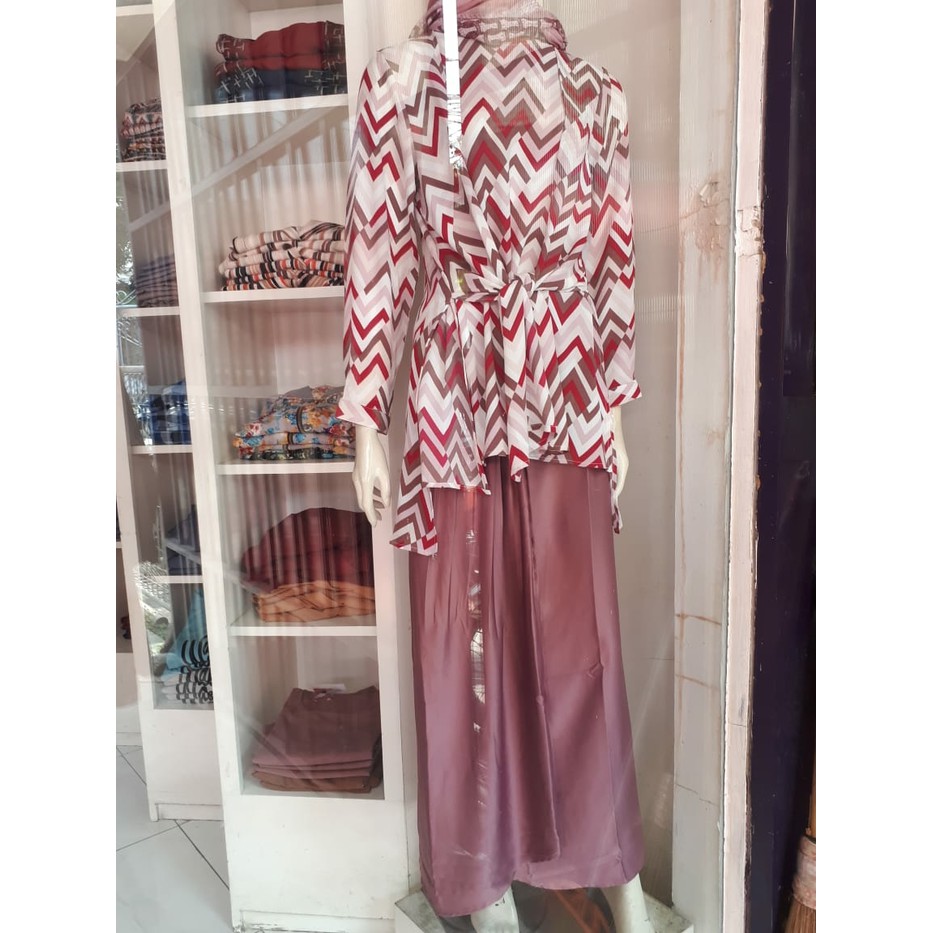 SALE BOOMElzatta Dauky - Setelan Tunik Neira +  Skirt Sauna U002F Gamis Pink