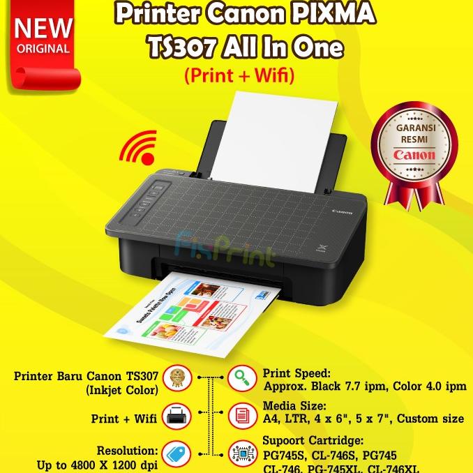 

Printer Canon PIXMA TS307 Print Scan Copy WiFi Wireless All In One