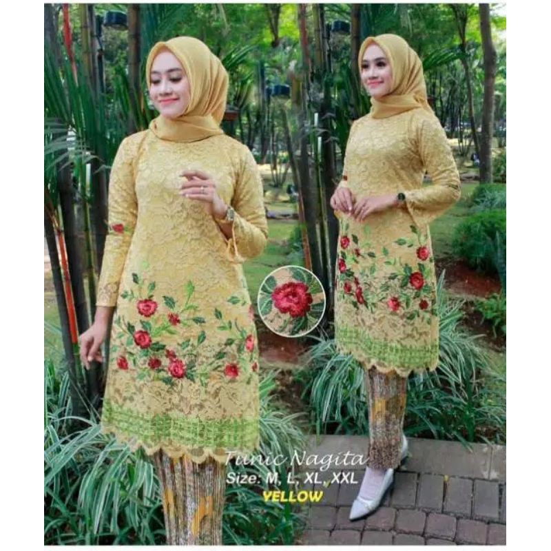 NEW KEBAYA ORIGINAL SETELAN HANABI PAGAR/TERLARIS/KOMBINASI BUNGA