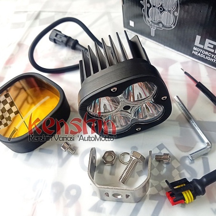 BAROKAH GAMIS Lampu Sorot 40 Watt 4 Mata Universal Model GR DC MB4 6500K foglamp anti kabut