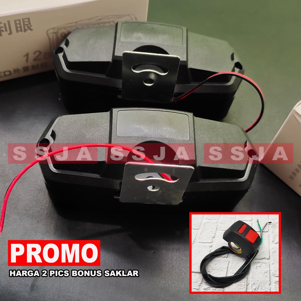 PROMO SEPASANG LAMPU MOTOR 12 MATA 12 WATT BONUS SAKLAR ON/OFF