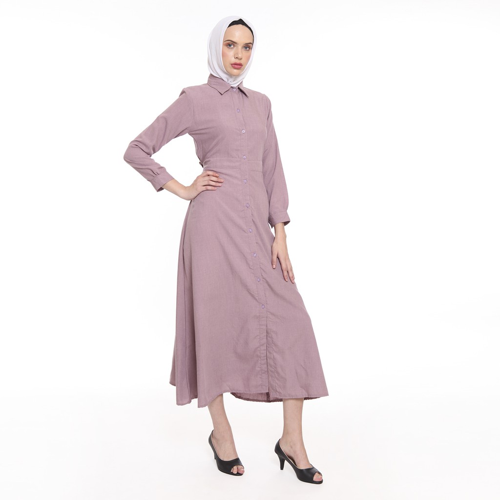 Tunik Panjang Lengan Panjang Wanita Muslimah Kancing Full - XSHOP Kara