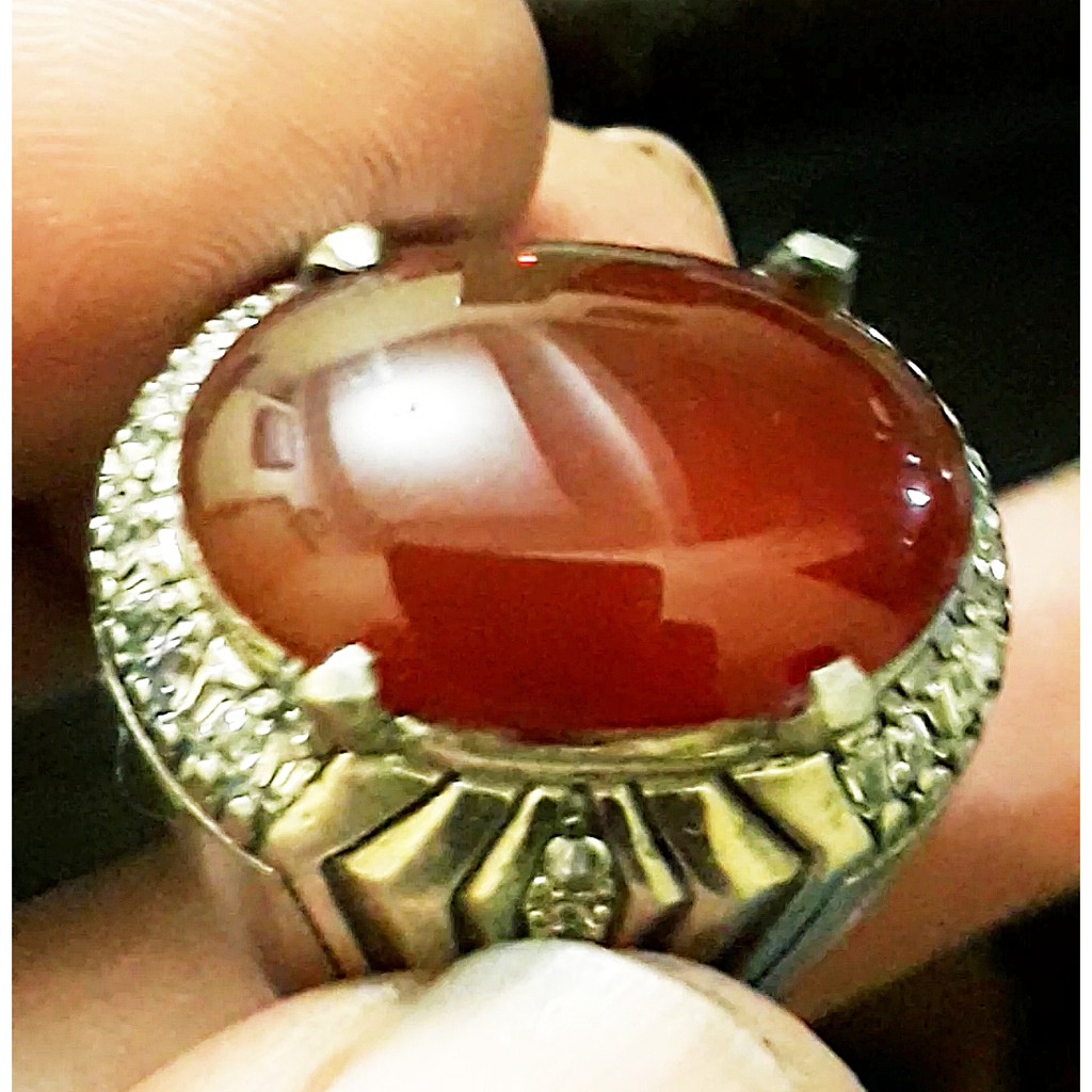 OBI MERAH batu akik natural bacan obi merah super size 21mm