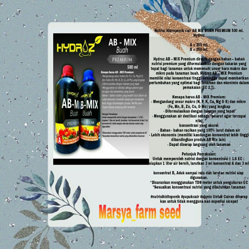 Nutrisi Hidroponik Ab Mix Cair Ab Mix Buah Premium 500 Ml