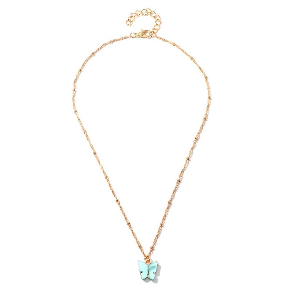 Butterfly Pendant Necklaces Candy Color Necklace Vintage Clavicular Chain Women Jewelry Sexy Girl Jewelry