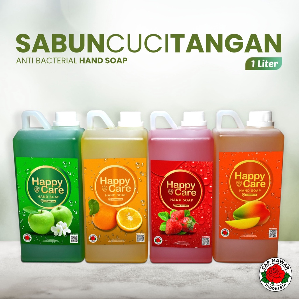 HAPPY CARE HAND WASH 1 liter sabun cuci tangan anti bacterial soap