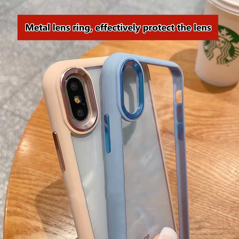 Case Pelindung Lensa Bahan Akrilik Bening Tahan Jatuh Untuk iPhone X XS Max XR 7 Plus 8 Plus 11 Pro Max