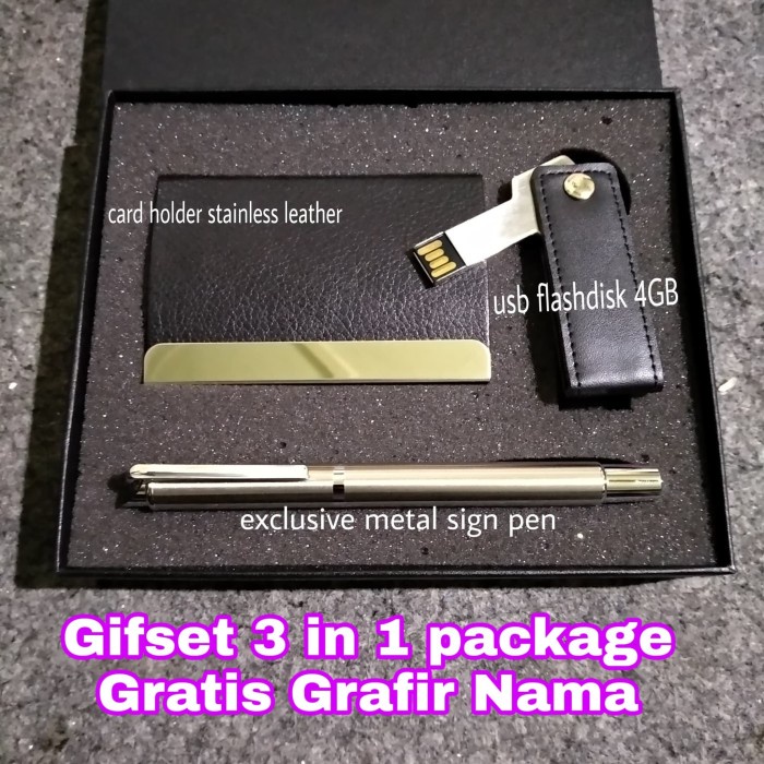 

Paket exclusive pulpen card holder usb flashdisk gratis grafir nama