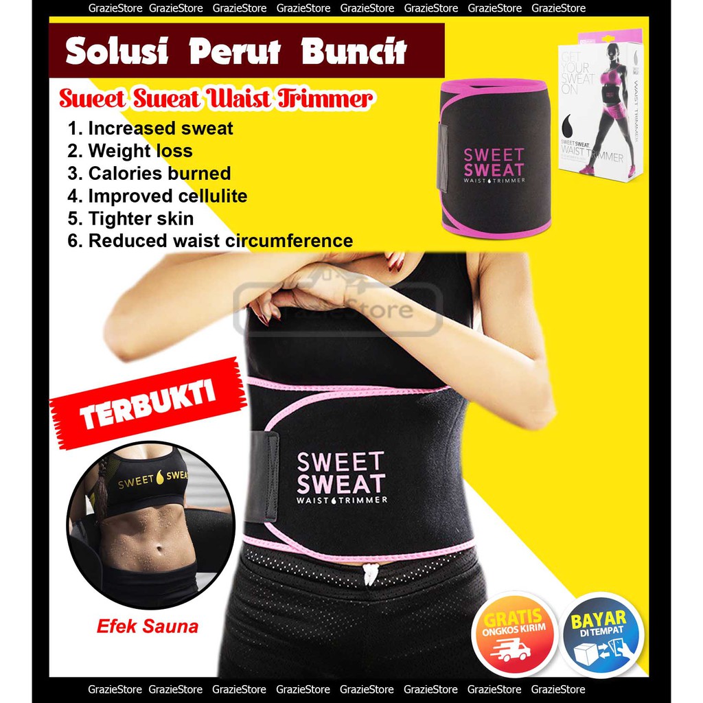 COD Korset Pelangsing Korset Pengecil Perut SWEET SWEAT WAIST TRIMMER PERUT Fit Shaper Belt 100% Ori