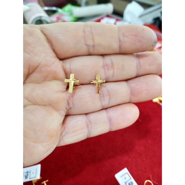 SUBANG ANTING SALIB ANAK DEWASA EMAS ASLI