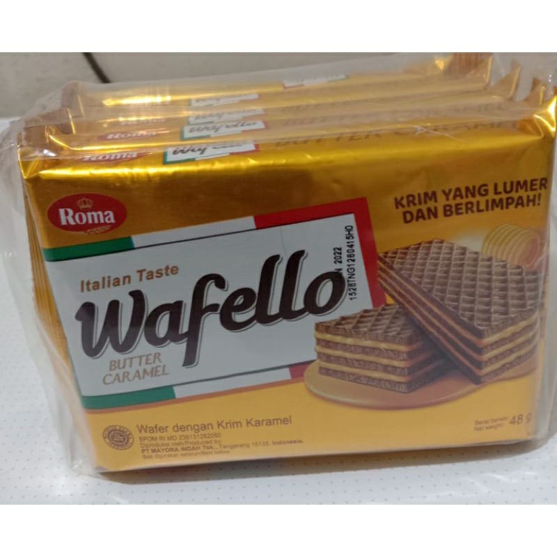 Roma Wafer Wafello 48gr  (1 Pack isi 10pcs) cemilan enak dan murah