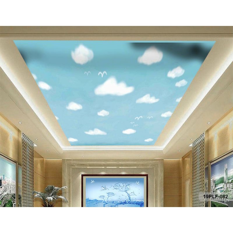 Wallpaper 3D Custom Plafon Langit Putih Awan Biru (19PLF-082)
