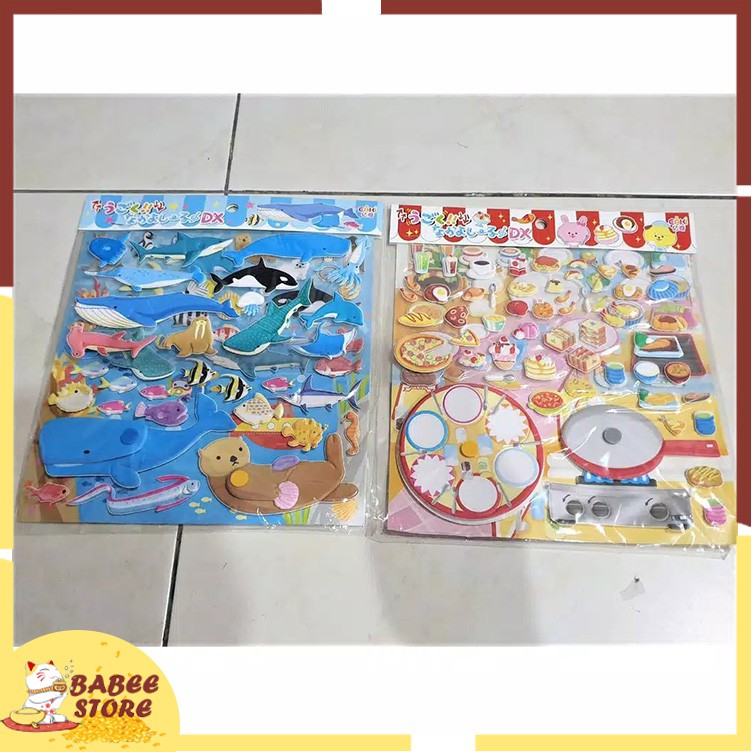 STICKER BEPE MAINAN ANAK JADUL / STICKER LEPAS PASANG / STICKER MASAK MEMASAK DAN SEAWORLD LUCU