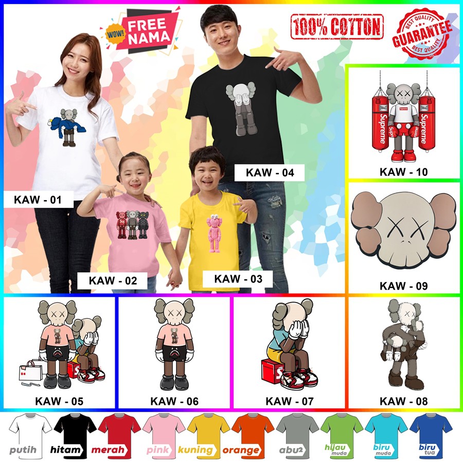 [FREE NAMA!!] Baju Kaos ANAK DAN DEWASA KAWS BANYAK MOTIF