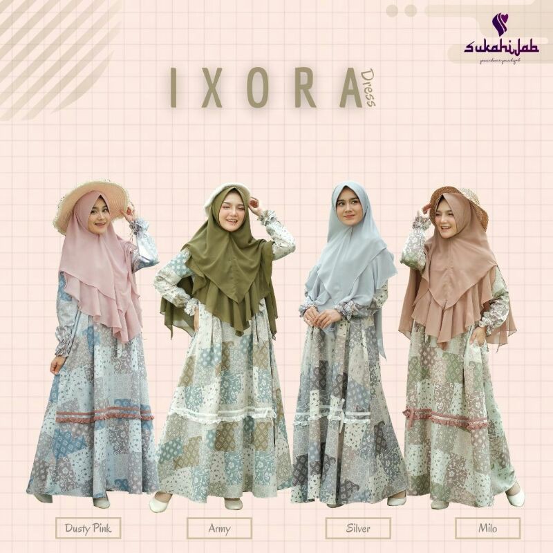 IXORA DRESS SUKAHIJAB GAMIS BUSUI KEKINIAN TERBARU BAHAN MAXMARA