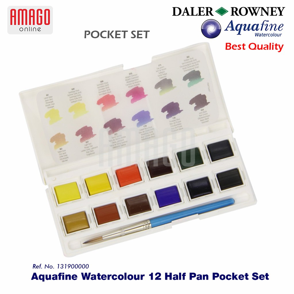 DALER-ROWNEY - AQUAFINE POCKET SET 12 HALF PAN WATERCOLOUR - 131900000