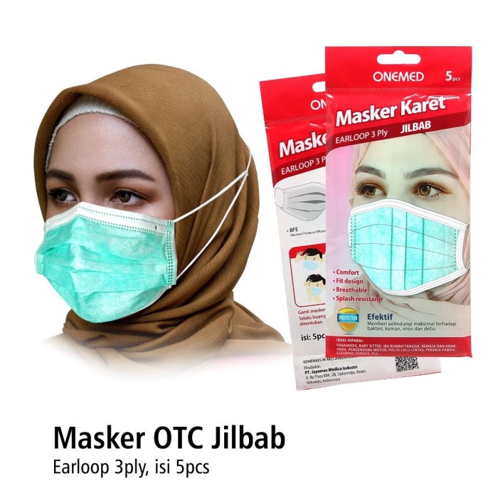 Masker Jilbab 3ply isi 5pcs OneMed OJ2