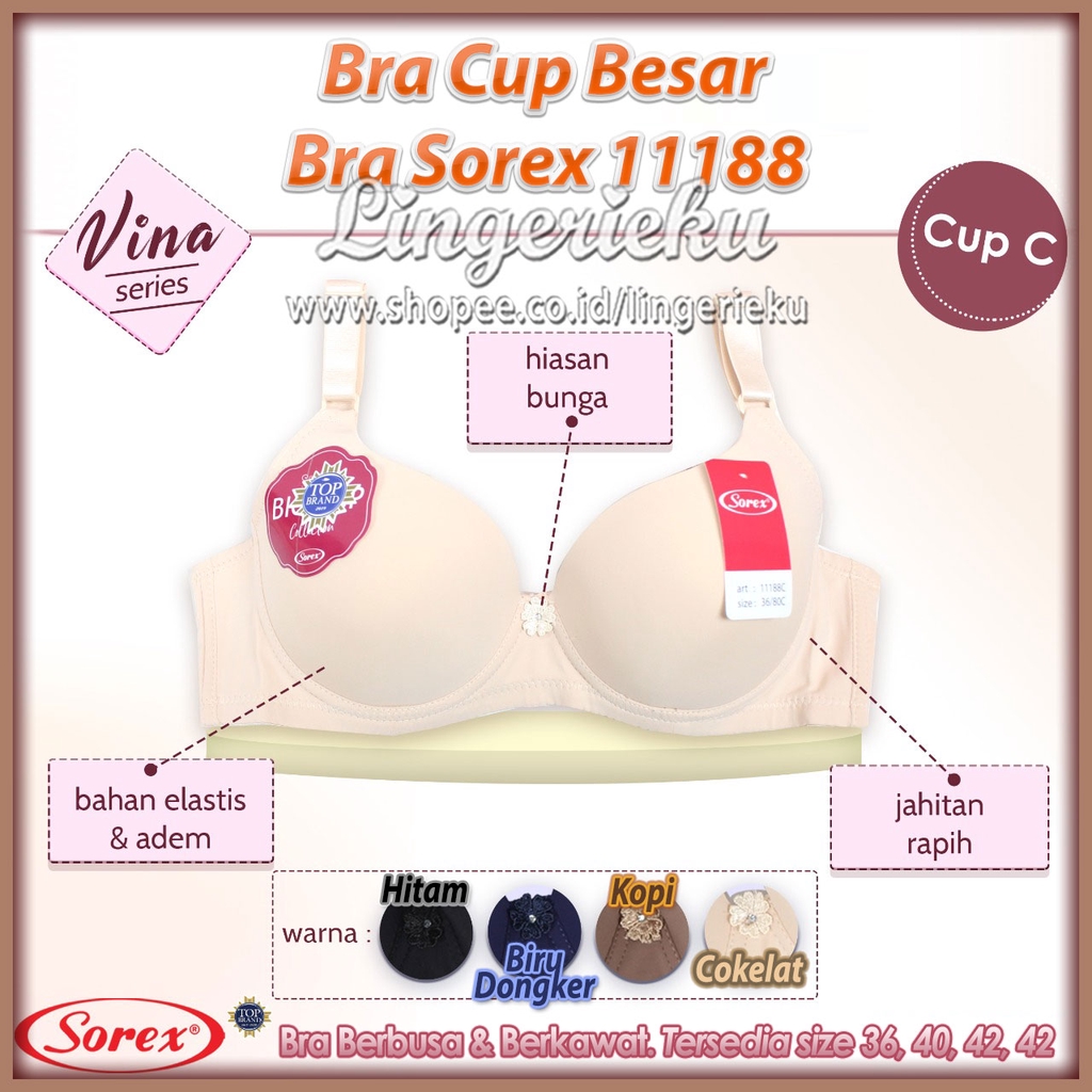 Sorex 11188 BH Bra Wanita Cup Besar Setara Cup C Busa Tipis Berkawat