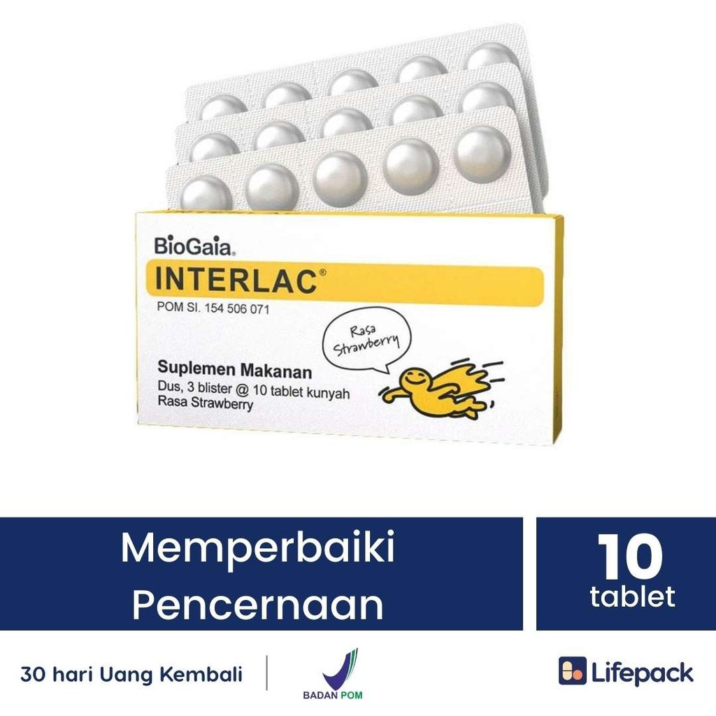 INTERLAC KUNYAH - Probiotik - Mengatasi Masalah Pencernaan - LIFEPACK-Strawberry