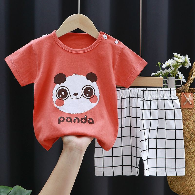 B ( BH01 ) BAJU SETELAN LENGAN PENDEK ANAK / PAKAIAN ANAK VERSI KOREA BAHAN KATUN FREE POUCH