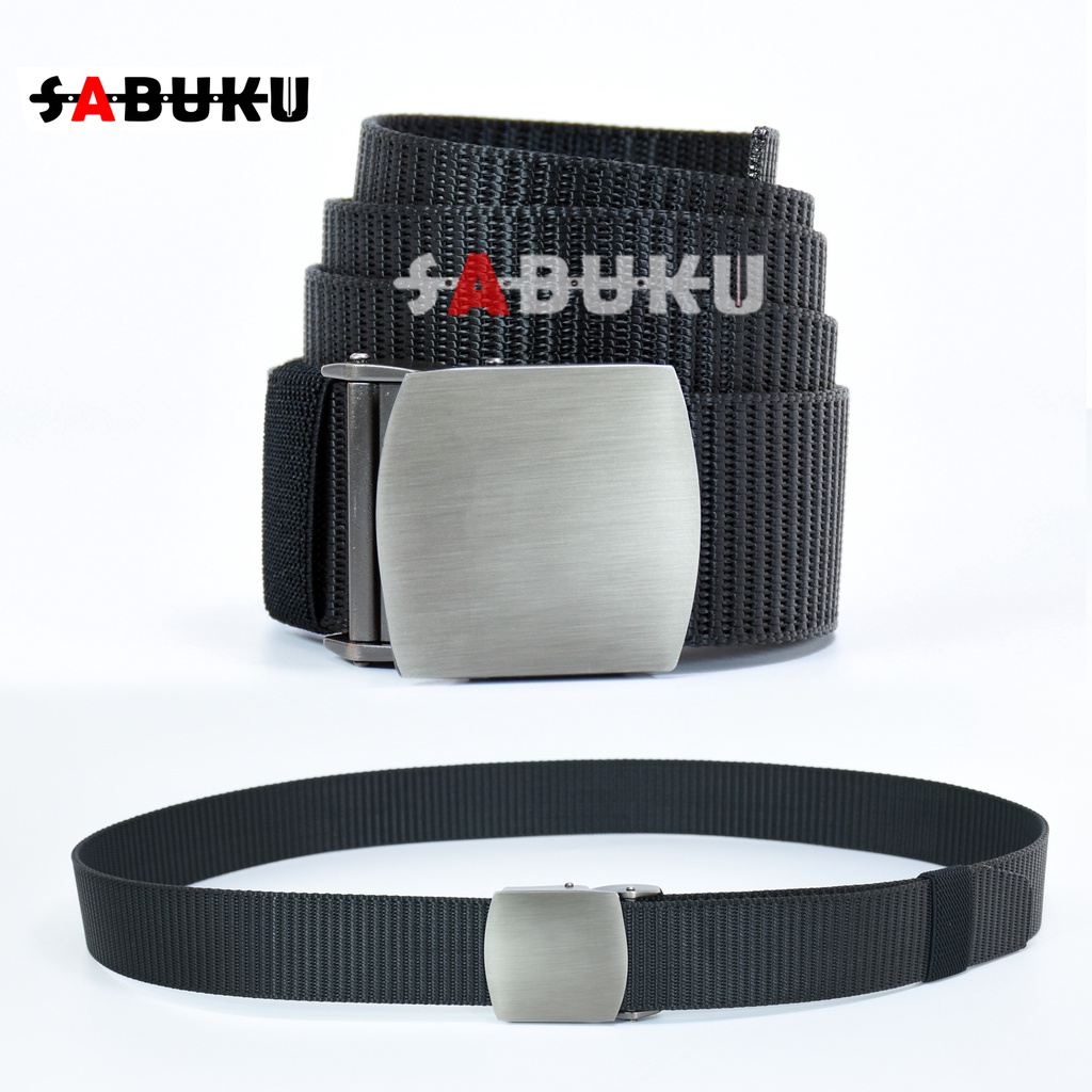 Ikat Pinggang Pria Canvas Nylon Sabuk Pria Logam Besi Metal Buckle Men Belt - 164