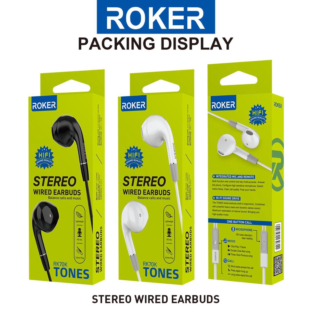 PROMO 7.7 Handsfree / Earphone / Headset Roker BLAST RK67K / DRUM Rk68k / MELODY RK69K TONES RK70K / TUNE RK71K