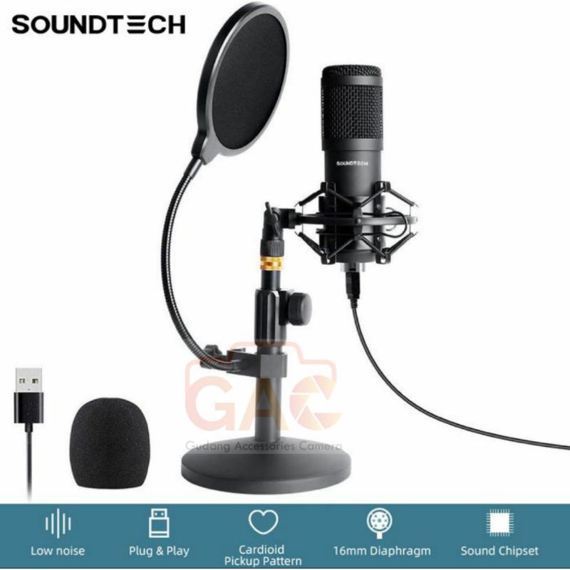 SOUNDTECH USB microphone condenser stand table recording