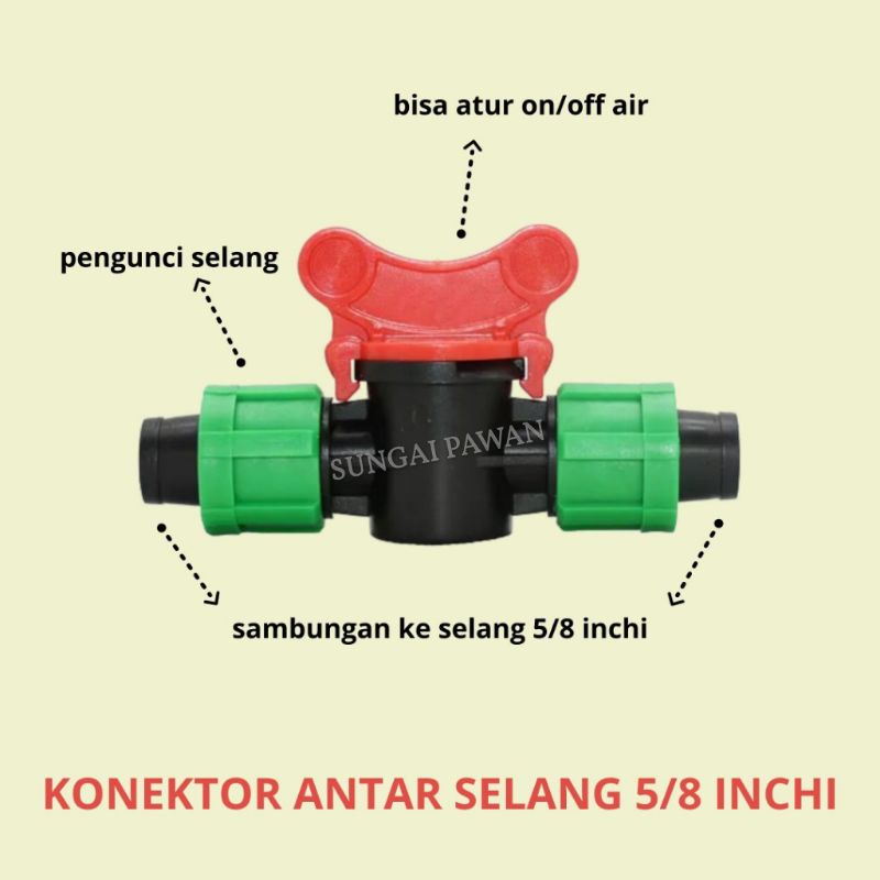 Drip Tape Valve Check Kran Keran On Off Air Water Konektor Sambung Penyambung Sambungan Antar Selang