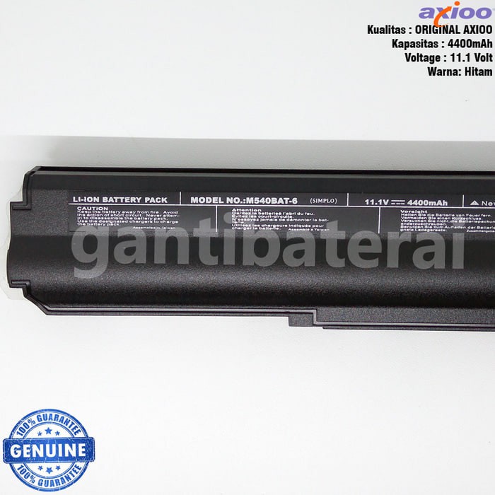 Original Baterai Axioo Zyrex M540BAT-6 M545BAT-6 M540 M550 M54V M54