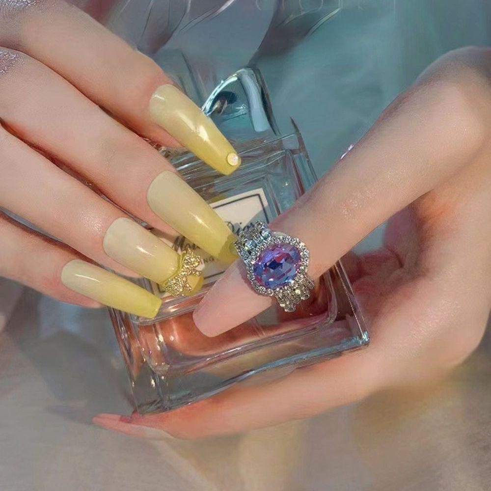 AUGUSTINA Agustinina Berongga Cincin Kuku Pesona Fashion Gadis Salon Kuku Manikur Aksesoris DIY Bahan Kuku Nail Art Perhiasan