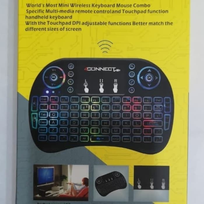 4Connect i8 RGB Wireless Mini Keyboard with TouchPad &amp; Air Mouse By EM