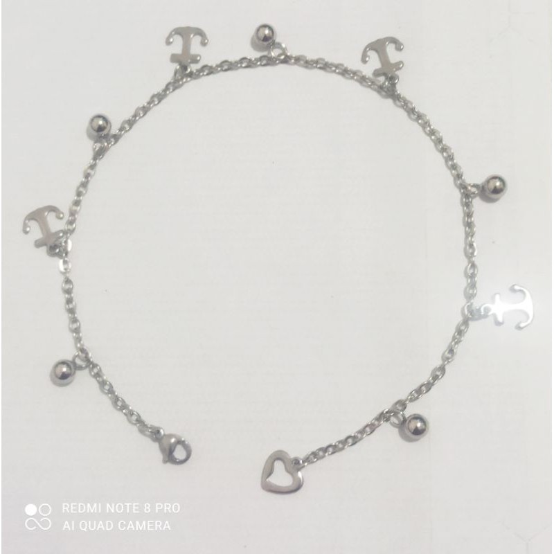 GELANG KAKI WANITA TITANIUM SILVER BAGUS-GELANG KAKI TITANIUM