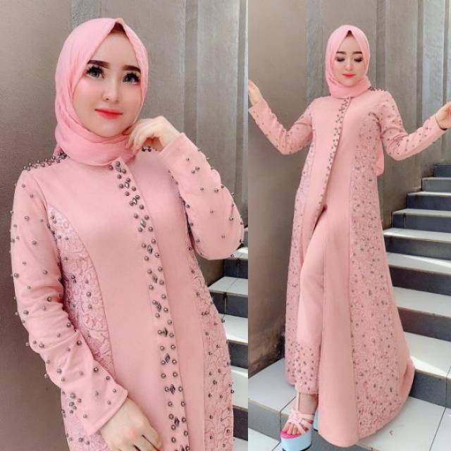 PROMO Setelean long tunik suede by kalei shellasaukia