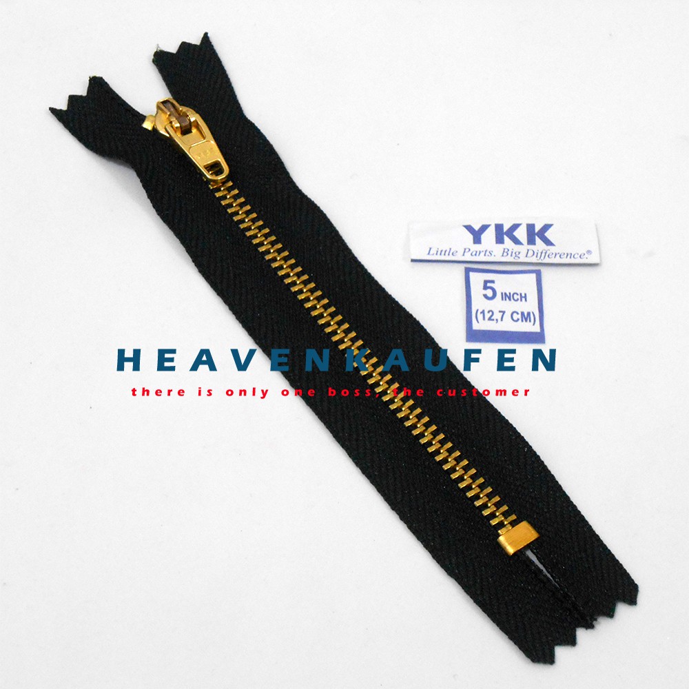 Resleting Jeans YKK 5 inch/12,7 cm Hitam-Gold