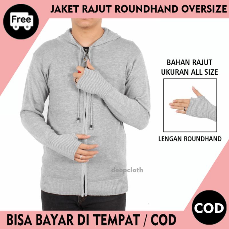 DEEPCLOTH- Jaket Sweater Hoddie Rajut/ Jaket Rajut Ariel polos / Jaket Zipper Pria Resleting Lengan Ronhand