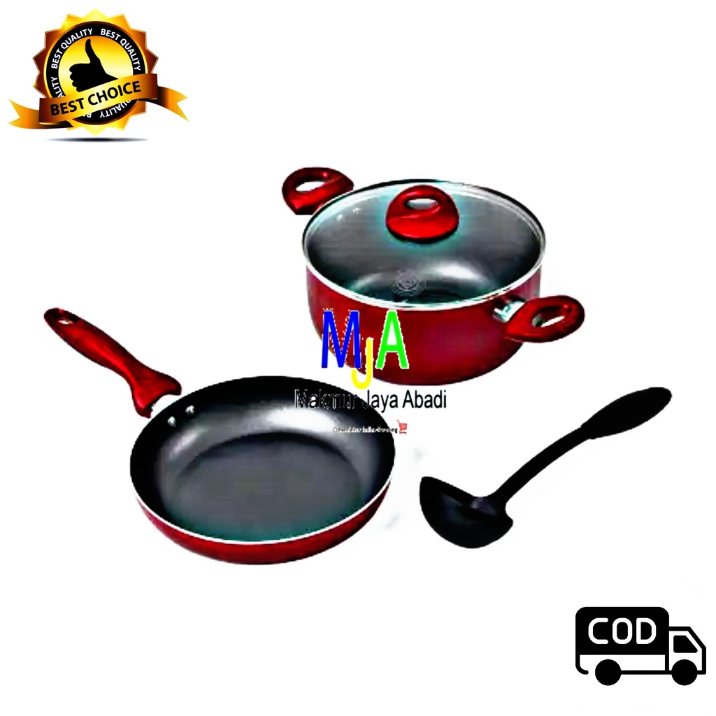 (BISA COD) Supra Rosemary Jasmine Set  COOKWARE SET 3 pcs/Panci Stainless/Panci Set/Bonus Spatula