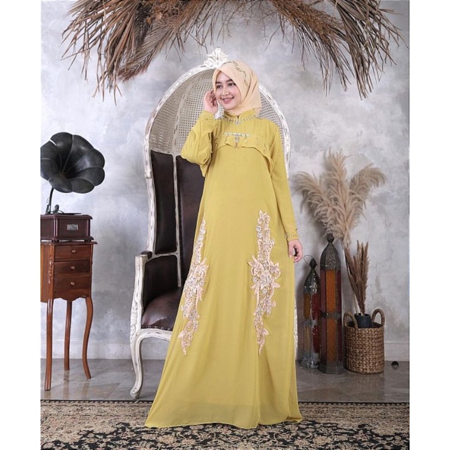 Gamis Sabrina Bordir Payet Free Manset Original Butik