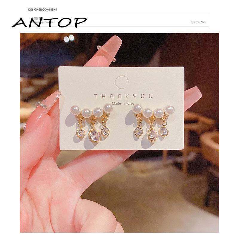 Anting Tusuk Gantung Temperament Bahan Sterling Silver 925 Hias Mutiara Gaya Perisimple Untuk Wanita