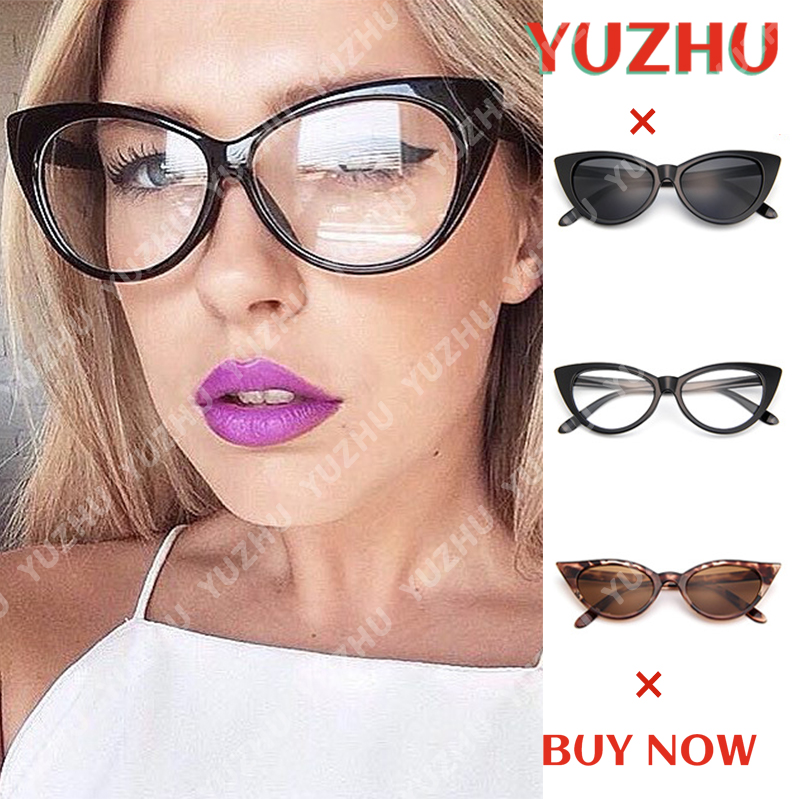 【YUZHU】COD New Fashion Eropa dan Amerika Retro Cat Eye Frame Kacamata untuk Wanita