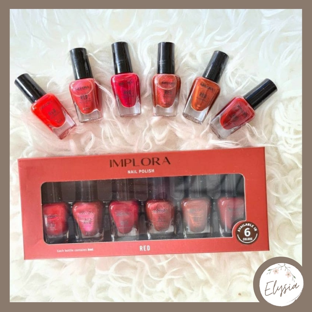 [SALE] Implora Nail Polish / Implora kutek / Cat Kuku Red Clear Nudes Wonder (Isi 6 pcs)